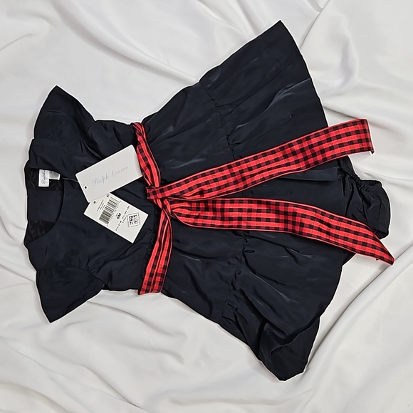 RALPH LAUREN INFANT HOLDAY DRESS IN BLACK WITH BLOOMERS - Picture 3 of 9